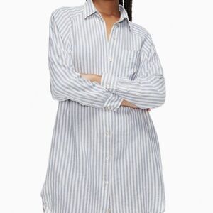 Wilfred Aritzia linen Blue and White Striped Shirt Dress